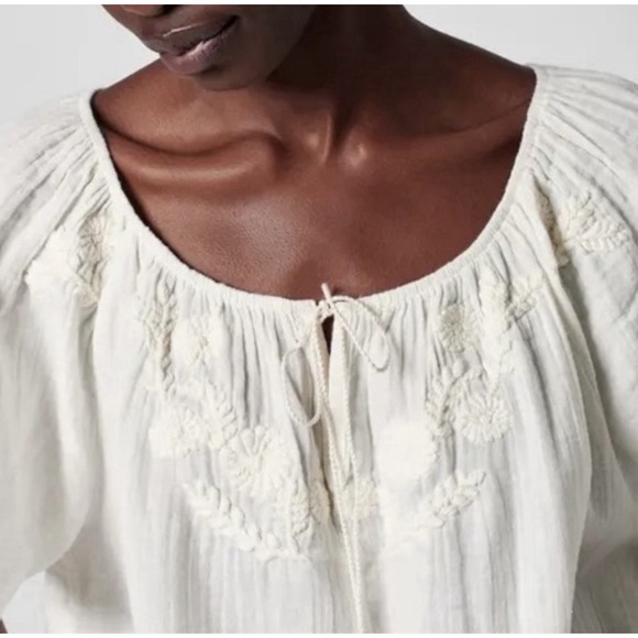 Faherty Tops - Faherty Organic Cotton Embroidered Boho Trapeze Top Oversized‎ Sz M